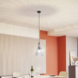 Lindby pendant light Belarion, grey, 1-bulb, glass, Ø 23 cm