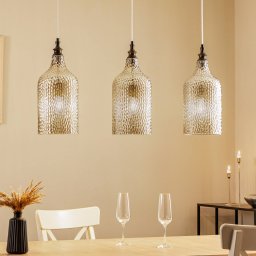Lindby pendant light Drakar, 3-bulb, grey, glass, Ø 19.5 cm