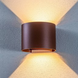 Lindby LED outdoor wall light Nivar, round, rust, metal, IP54