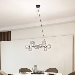 Lucande pendant light Naelen, black/grey, 64.3 cm, glass, G9