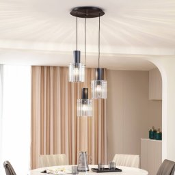 Lucande pendant light Eirian, Ø 40 cm, 3-bulb, black, glass