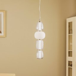 Lucande LED pendant light Fedra, glass, grey/white, Ø 17 cm
