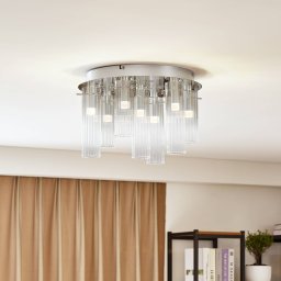 Lucande LED ceiling light Korvitha, 7-bulb, grey, glass