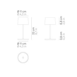 Zafferano Olivia mini 3K rechargeable table lamp corten