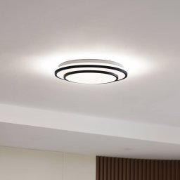 Lindby LED ceiling light Duala, black, RGB, CCT, remote control