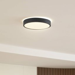 Lindby LED ceiling light Manala, concrete grey, RGB, CCT, remote control