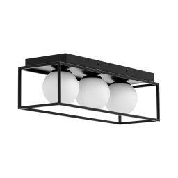 Ceiling Light - 3 glass globes in iron frame