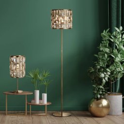 Searchlight Bijou floor lamp, brass, crystal glass