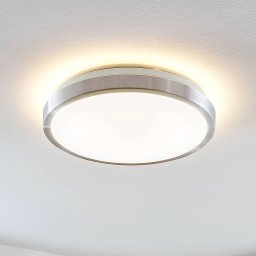 Lindby LED ceiling lamp Emelie, Ø 35 cm, aluminium-coloured, metal