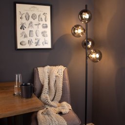 Eco-Light Neptune floor lamp smoked glass globes, black