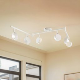 Lindby spotlight Jyla, white, lens, 4,200 K, 6-bulb, GX53