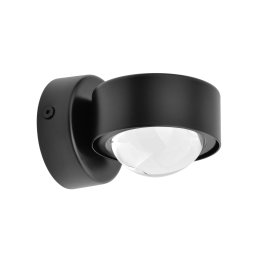 Lindby wall spotlight Jyla, black, 3,000 K, down, lens