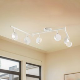 Lindby spotlight Jyla, white, lens, 3,000 K, 6-bulb, GX53