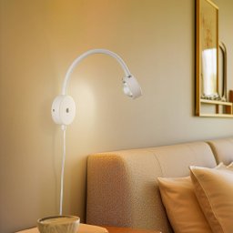 Lindby wall light Jyla, white, lens, 3,000 K, GX53, flexible arm