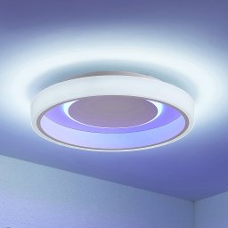 Lindby LED ceiling light Wikani, white, RGB, CCT, dimmable
