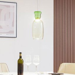 Lucande LED hanging light Fay, yellow/light green, glass, Ø 15 cm
