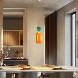 Lucande LED hanging light Fay, orange/dark green, glass, Ø 15 cm