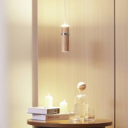 Lucande LED pendant light Nojus, wood, up/down, Ø 6 cm