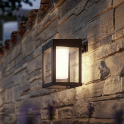 Philips Camill solar sensor wall lamp, black/white, 14 x 14 cm