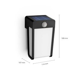 Philips LED solar wall light Shroud, black/opal, sensor