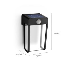 Philips LED solar wall light Shroud, black/clear, sensor