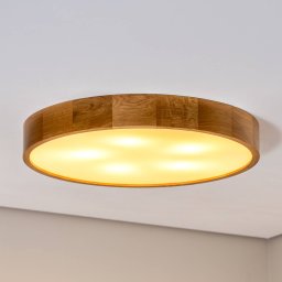 TEMAR LIGHTING Cleo ceiling light, Ø 57.5 cm, 5-bulb, oak wood, E27