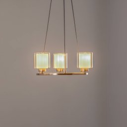 Lucea Ressa chandelier, Ø 44 cm, antique brass, 3-bulb.