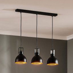 SIGMA Trial pendant light, 3-bulb linear, black/gold