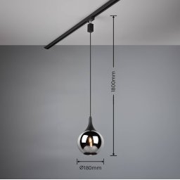 Trio Lighting LUMINA track pendant light for DUOline, black/chrome-coloured