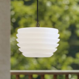 Lindby Arona outdoor hanging light, Ø 38 cm, white