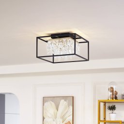 Lucande LED ceiling lamp Kassi, black, iron, dimmable, 40cm