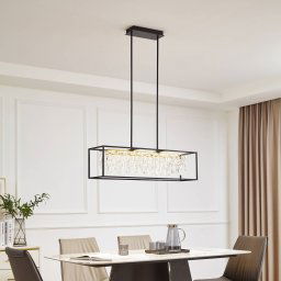 Lucande LED hanging light Kassi, black, iron, dimmable, 90 cm