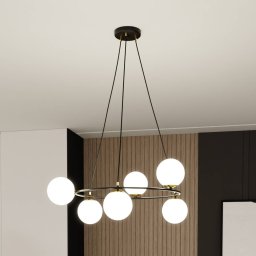 Euluna Glassy pendant light, 6-bulb, round, opal glass