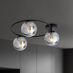 Euluna Ascella ceiling light, 3-bulb, black/graphite