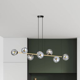 Euluna Glassy pendant light, 8-bulb, black/gold/graphite