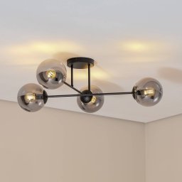 Euluna Glassy ceiling lamp, 4-bulb crossed black/graphite