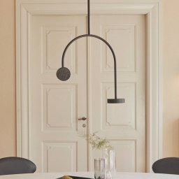 AYTM LED pendant light Grasil, black, marble, height 97 cm