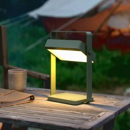 Nordlux Saulio LED table lamp, olive green, IP44, aluminium, USB, rechargeable