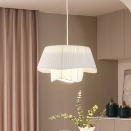 Lindby pendant light Eryndor, white, textile, Ø 47 cm, E27