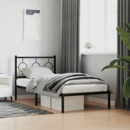 vidaXL Metal Bed Frame without Mattress with Headboard Black 90x190cm