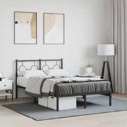 vidaXL Metal Bed Frame without Mattress with Headboard Black 120x200cm