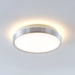 Lindby LED ceiling lamp Emelie, Ø 27 cm, aluminium-coloured, metal