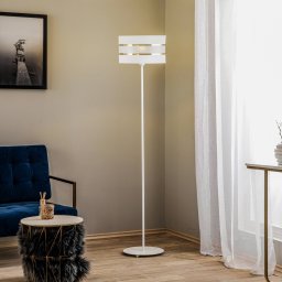 HELAM Helen floor lamp with textile shade, white and gold