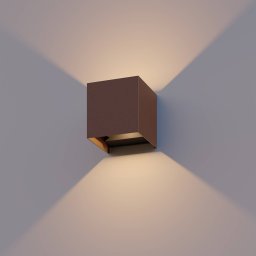 Calex LED outdoor wall lamp Cube, up/down, height 10 cm, rust brown