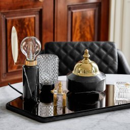 DESIGN BY US Blindspot table lamp, black, marble