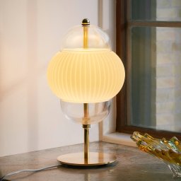 DESIGN BY US Shahin table lamp, 3-bulb, dimmable, glass, height 43 cm