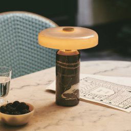 DESIGN BY US Trip LED rechargeable table lamp, grey / grey, marble, glass, IP44