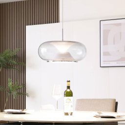 Lucande LED pendant light Orasa, glass, white/clear, Ø 43 cm