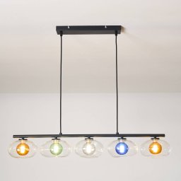 Eco-Light Uranus pendant light, colourful, length 98 cm, 5-bulb, glass