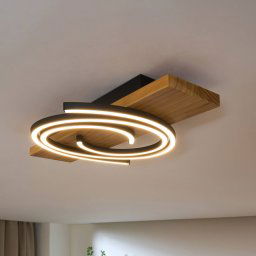 Eco-Light Rifia LED ceiling lamp, brown, 50 cm, wood